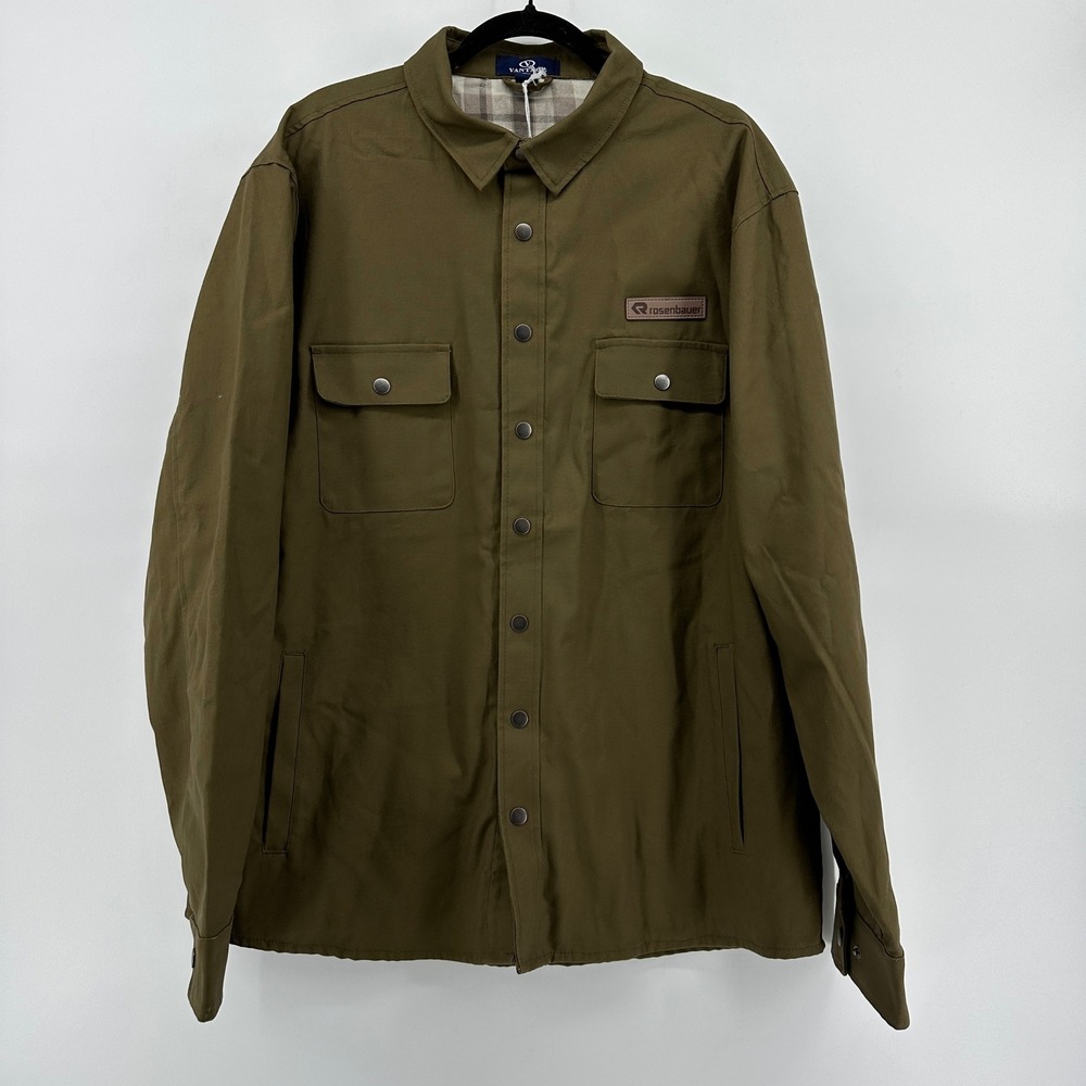 Vantage Mens XL Olive Green Flannel Lined Canvas Shirt Jacket Rosenbauer 7340